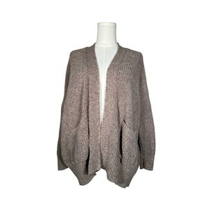 BDG Chunky Knit Open Front Cardigan Sweater Taupe Oatmeal Pockets Size‎ M